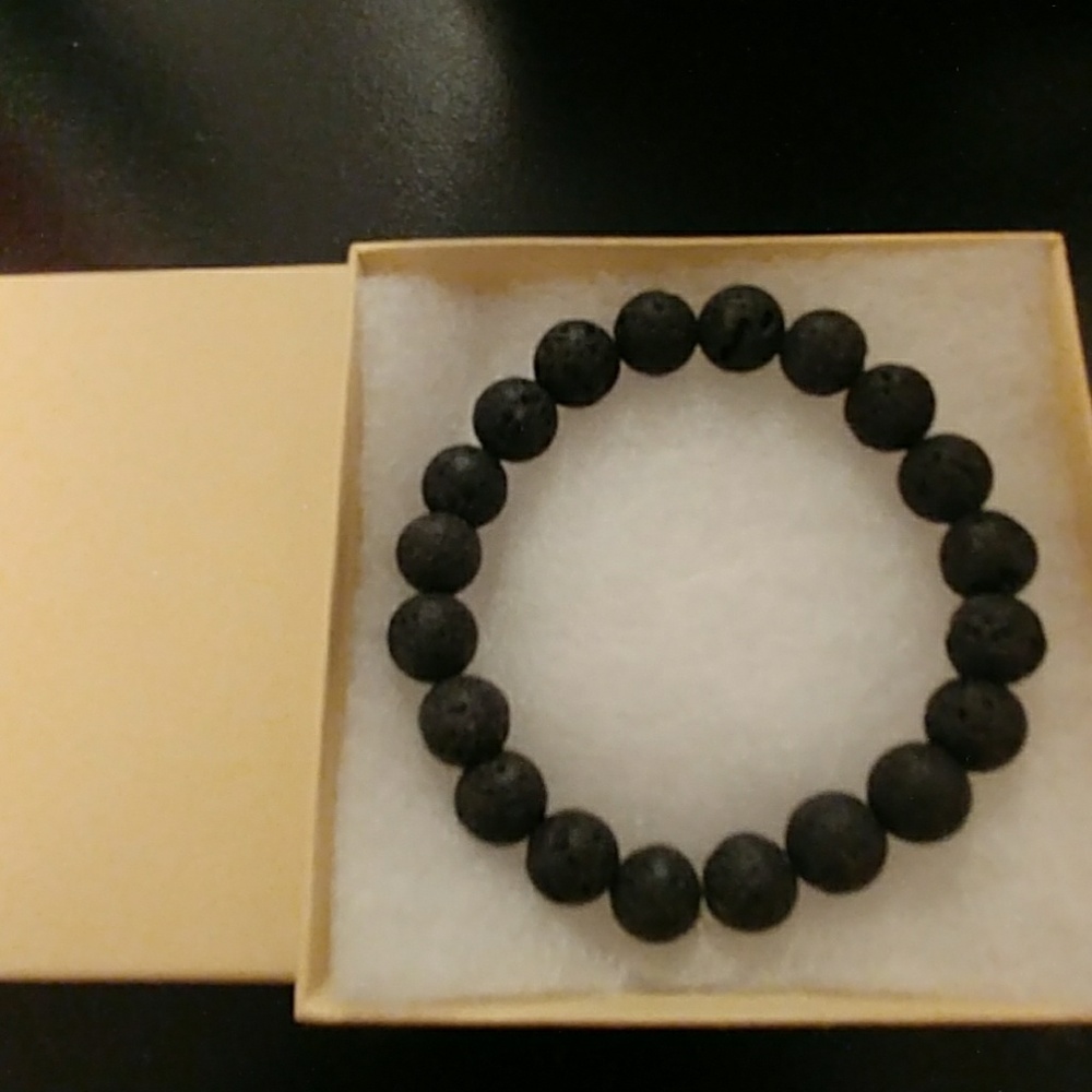 Midnight Black Lava Rock Stone Bracelet - Picture 5 of 8